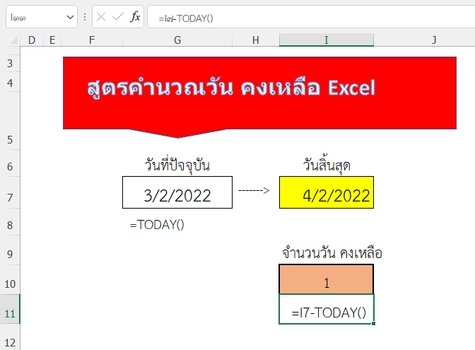 สูตรคำนวณวัน คงเหลือ Excel ง่ายๆ ที่หลายคนไม่รู้