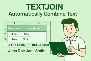สูตร Excel TEXTJOIN รวมข้อความอัตโนมัติ — Excel TEXTJOIN Formula