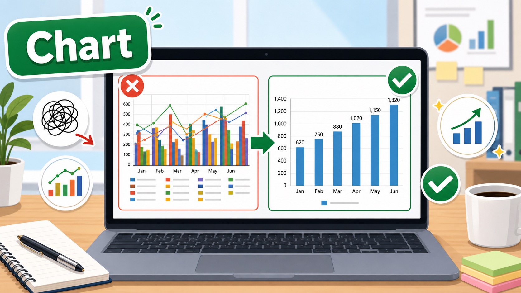 ภาพประกอบการสร้างกราฟ Excel ให้อ่านง่ายและไม่รก