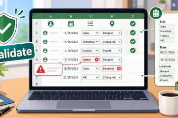 ภาพประกอบการใช้ Data Validation ใน Excel เพื่อป้องกันการกรอกข้อมูลผิด