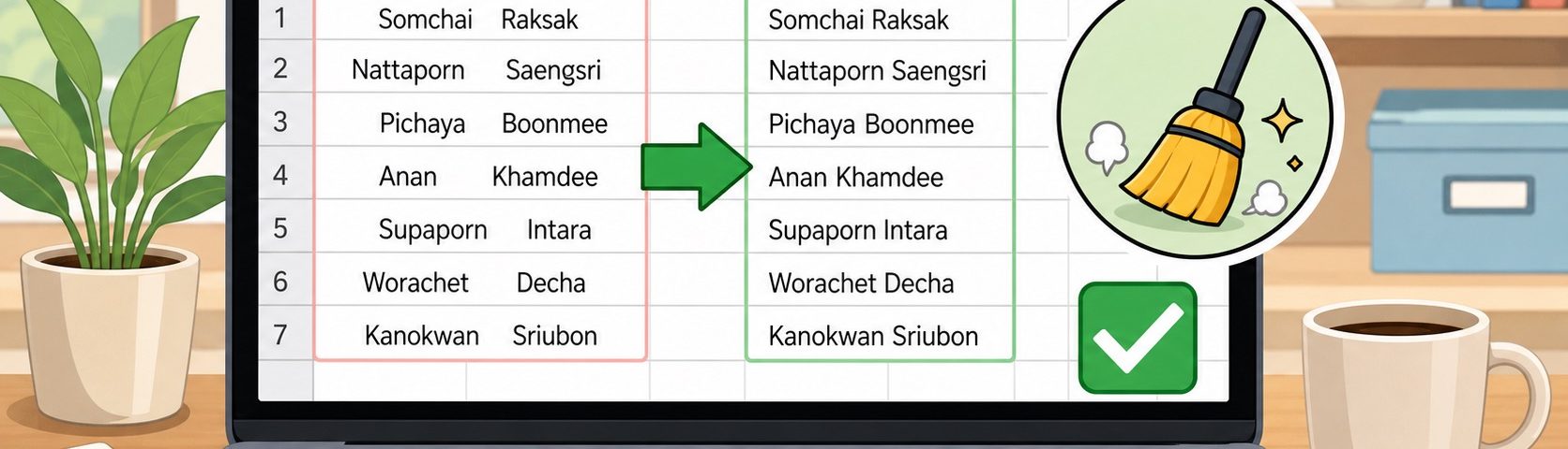 ภาพประกอบวิธีลบแถวว่างใน Excel เพื่อจัดข้อมูลให้ต่อเนื่อง