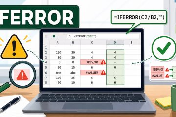 ภาพประกอบสูตร Excel IFERROR สำหรับแก้ Error ในตาราง