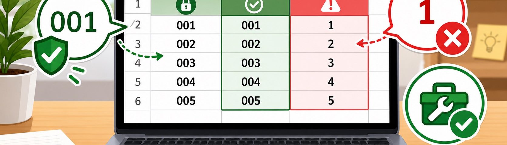 ภาพประกอบวิธีแก้เลข 0 นำหน้าหายใน Excel