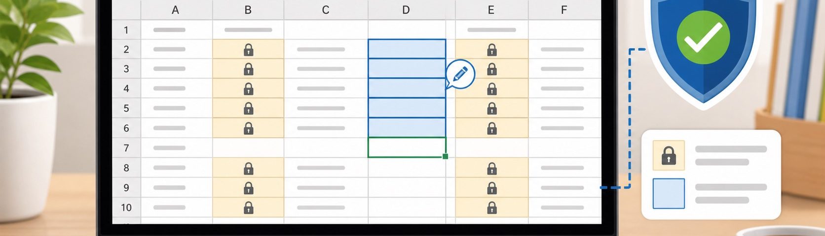 ภาพประกอบวิธีล็อกเซลล์ Excel เฉพาะช่องที่ไม่อยากให้แก้ไข