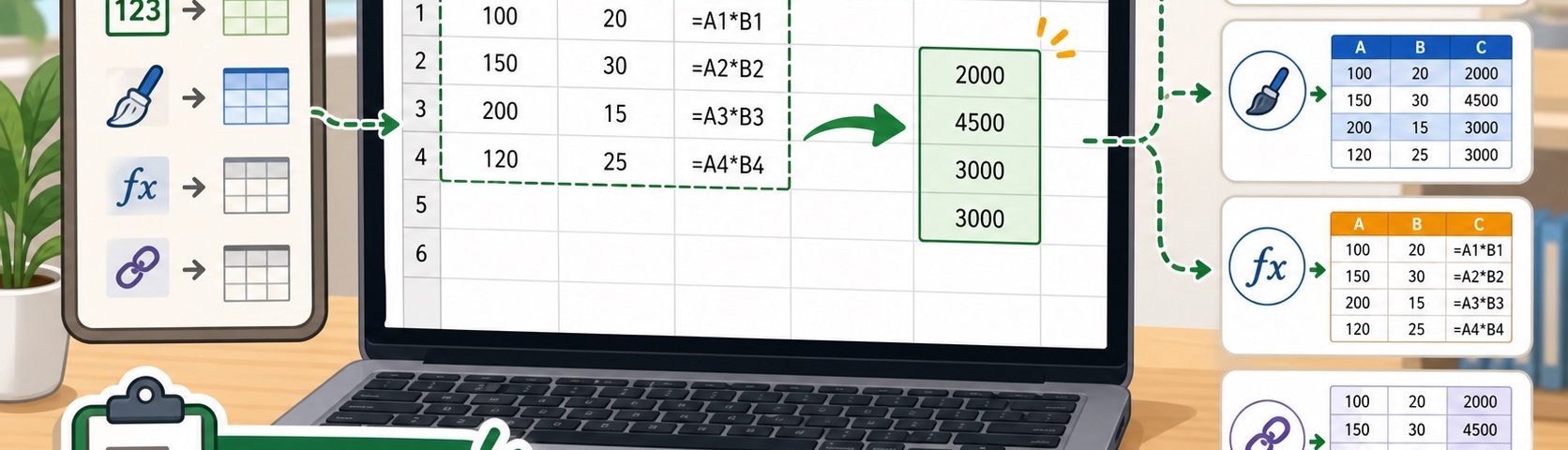 ภาพประกอบการใช้ Paste Special ใน Excel เพื่อลดปัญหาสูตรและรูปแบบเพี้ยน