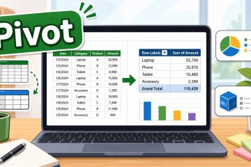 ภาพประกอบการทำ Pivot Table ใน Excel เพื่อสรุปข้อมูลอย่างรวดเร็ว