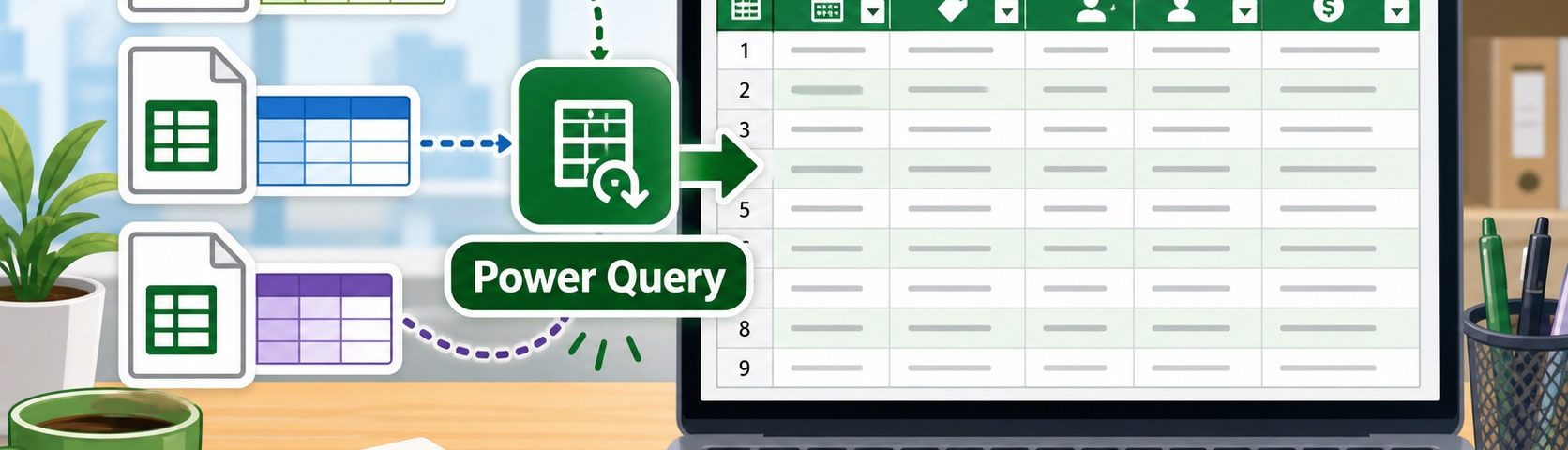 ภาพประกอบการรวมไฟล์ Excel หลายไฟล์ด้วย Power Query