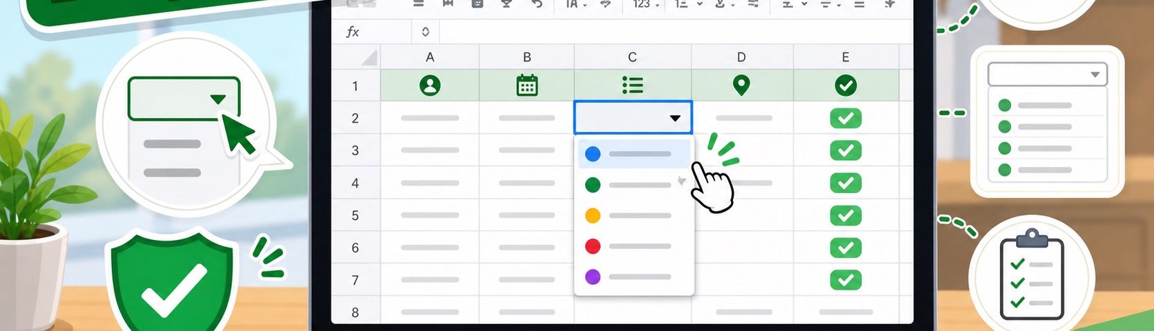 ภาพประกอบการทำ Dropdown List ใน Google Sheets