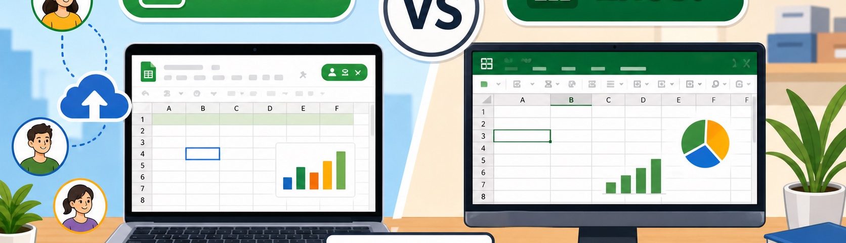 ภาพประกอบเปรียบเทียบ Google Sheets กับ Excel