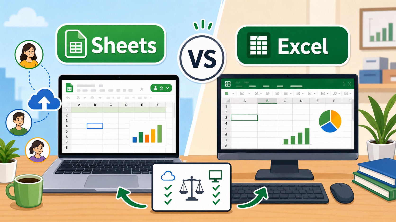 ภาพประกอบเปรียบเทียบ Google Sheets กับ Excel