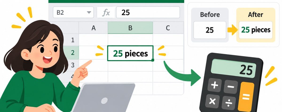 ตั้งรูปแบบตัวเลข Excel ให้แสดงหน่วยโดยไม่เปลี่ยนค่าจริง
