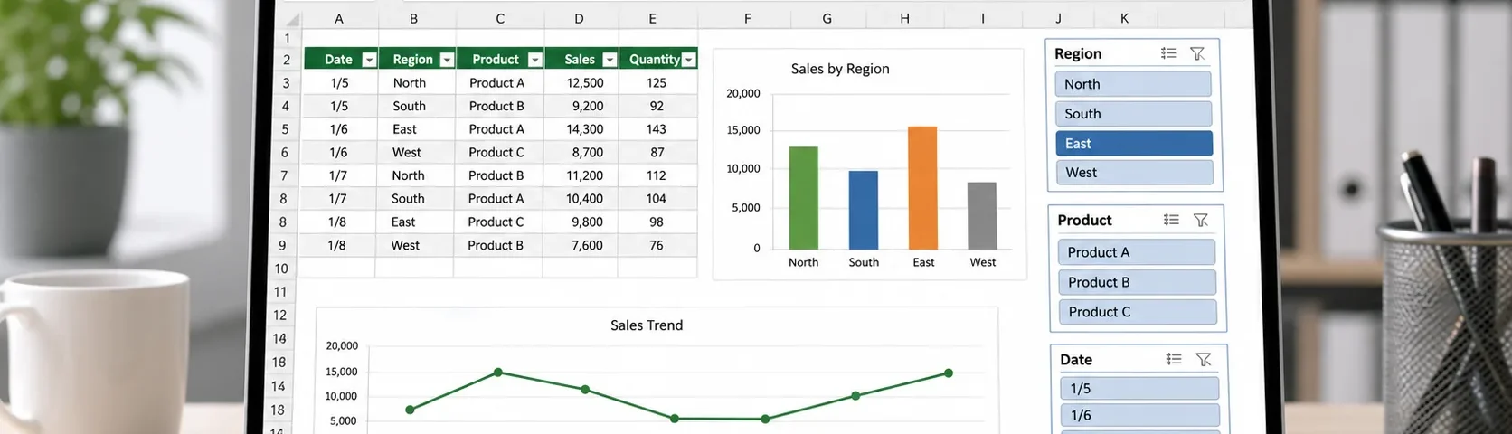 ใช้ Slicer ใน Excel กรองรายงานแบบกดเลือกได้