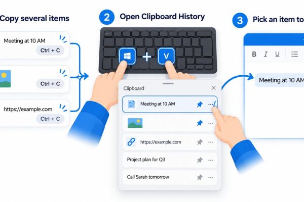 เปิด Clipboard History ใน Windows ด้วยปุ่ม Win และ V